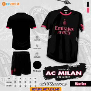 Áo đá banh Clb AC Milan mùa giải 2026-2027 vải mè