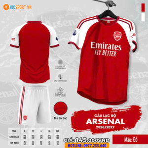 Áo đá banh Clb Arsenal mùa giải 2026-2027 vải mè